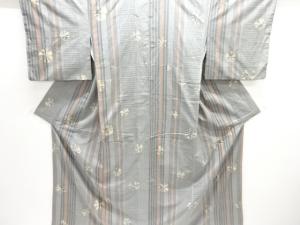 絞り縞織り出し手織り紬着物